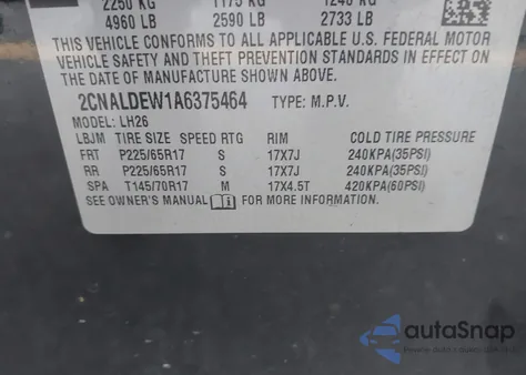 2010 Chevrolet Equinox Lt из США, поврежденный, VIN 2CNALDEW1A6375464